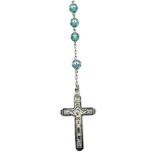 Load image into Gallery viewer, Our Lady of Fatima Clear Aqua Shiny Beads Rosary
