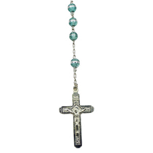 Our Lady of Fatima Clear Aqua Shiny Beads Rosary