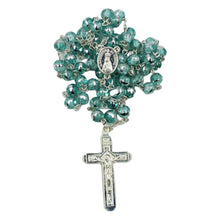 Load image into Gallery viewer, Our Lady of Fatima Clear Aqua Shiny Beads Rosary
