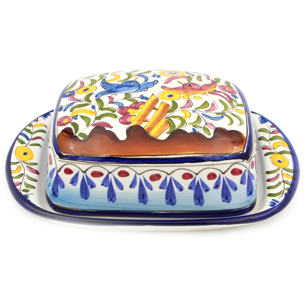 Hand-painted Traditional Portuguese Ceramic Butter Dish