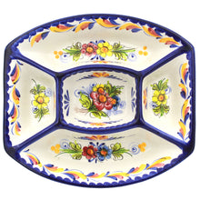 Load image into Gallery viewer, Hand-painted Portuguese Pottery Ceramic Divided Appetizer Dish
