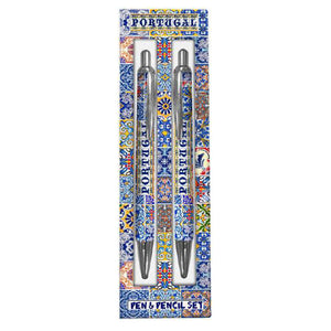 Traditional Portuguese Tiles Souvenir from Portugal Pen and Pencil Set