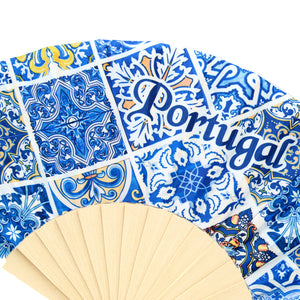 Hand Fan With Tile Pattern Souvenir From Portugal