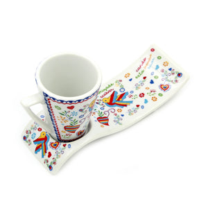 Portuguese Ceramic Espresso Cup With Tray Souvenir From Portugal