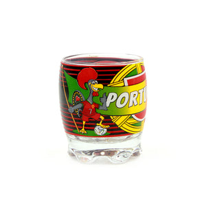 Portugal Flag and Barcelos Rooster Glass Shot Souvenir - Set of 6
