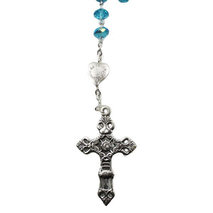 Handmade in Portugal Blue Faceted Glass Beads Our Lady of Fatima Rosary
