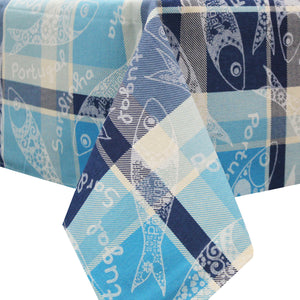 100% Cotton Portuguese Sardine Blue Made in Portugal Tablecloth