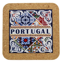 Load image into Gallery viewer, Portugal Tile Azulejo Themed Natural Cork Trivet

