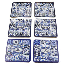 Load image into Gallery viewer, Portuguese Blue and White Tile Azulejo Themed Coaster Cork Set

