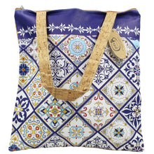 Load image into Gallery viewer, Portugal Multicolor Tiles Azulejos Natural Cork Tote Bag
