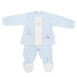 Maiorista Made in Portugal Baby Light Blue Shirt and Footed Pants 2-Piece Set