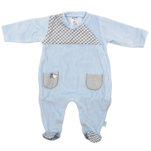 Maiorista Blue Plaid Footed Sleep and Play Babygrow