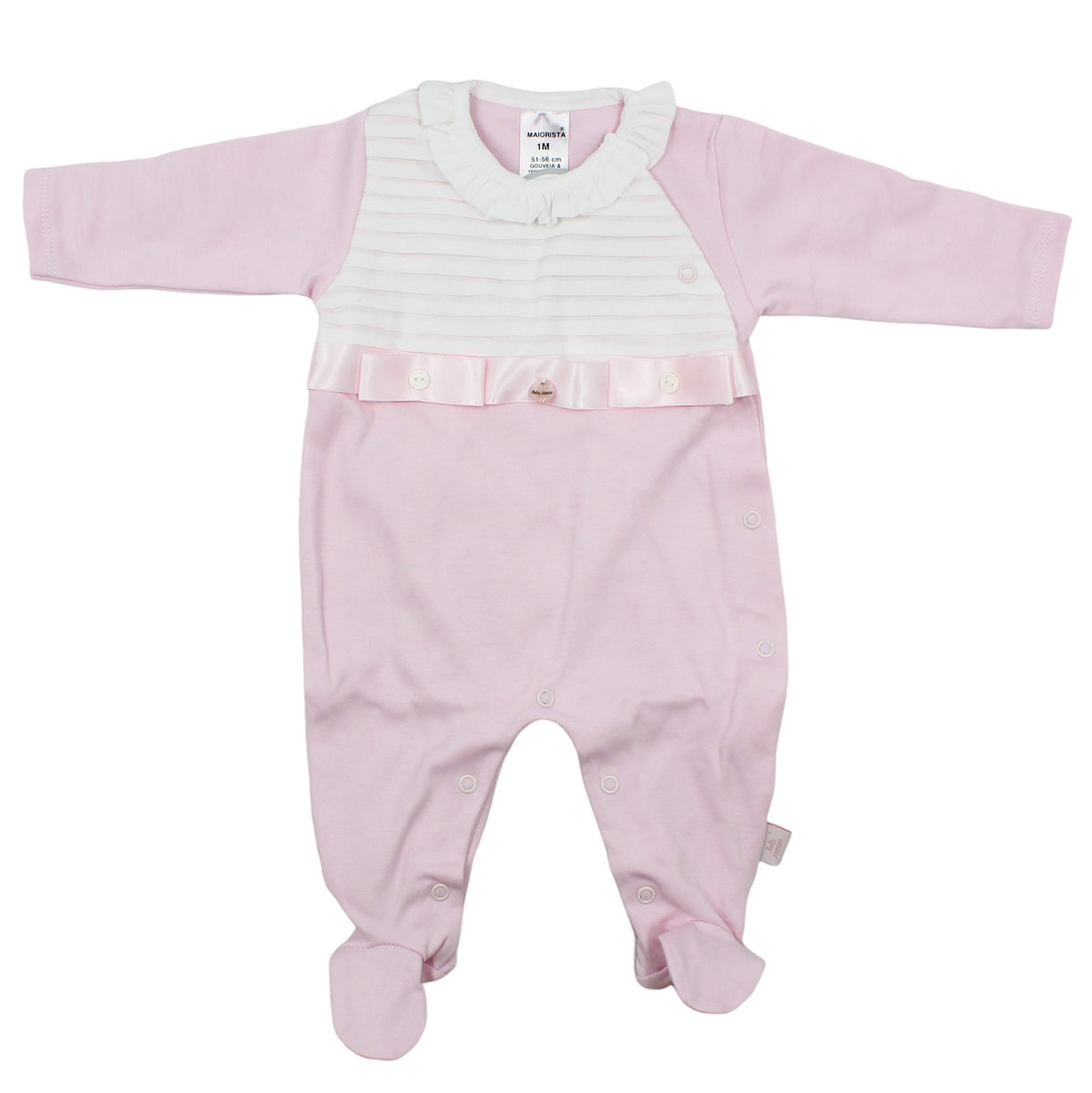 Maiorista Pink Classic Pleat Footed Sleep and Play Babygrow ...