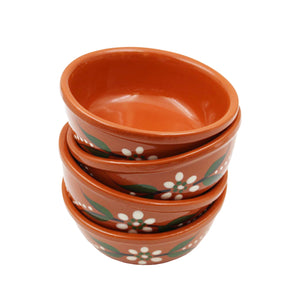 João Vale Hand-Painted Traditional Terracotta Dessert Bowls, Set of 4
