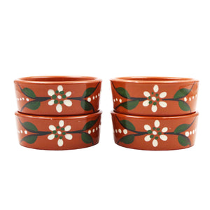 João Vale Hand-Painted Traditional Terracotta Dip Dish, Set of 4