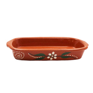 João Vale Hand-Painted Traditional Clay Terracotta Cooking Rectangular Roaster