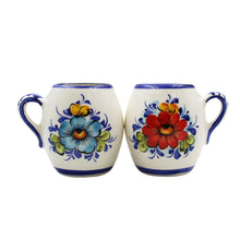 Load image into Gallery viewer, Hand-Painted Portuguese Ceramic Floral White Small Mugs, Set of 2
