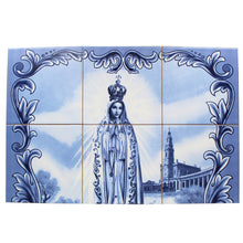 Load image into Gallery viewer, Our Lady of Fatima Apparition Blue Portuguese Ceramic Tile Art Wall Panel Mural Decor
