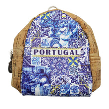 Load image into Gallery viewer, Blue Tile Azulejo Portuguese Themed Natural Cork Coin Pouch
