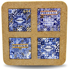 Load image into Gallery viewer, Portugal Tile Azulejo Themed Natural Cork Trivet
