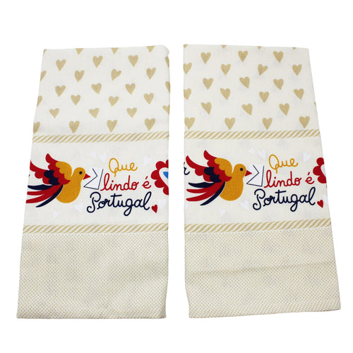 100% Cotton Embroidered Portuguese Themed Decor Kitchen Hand Towel, Set of 4