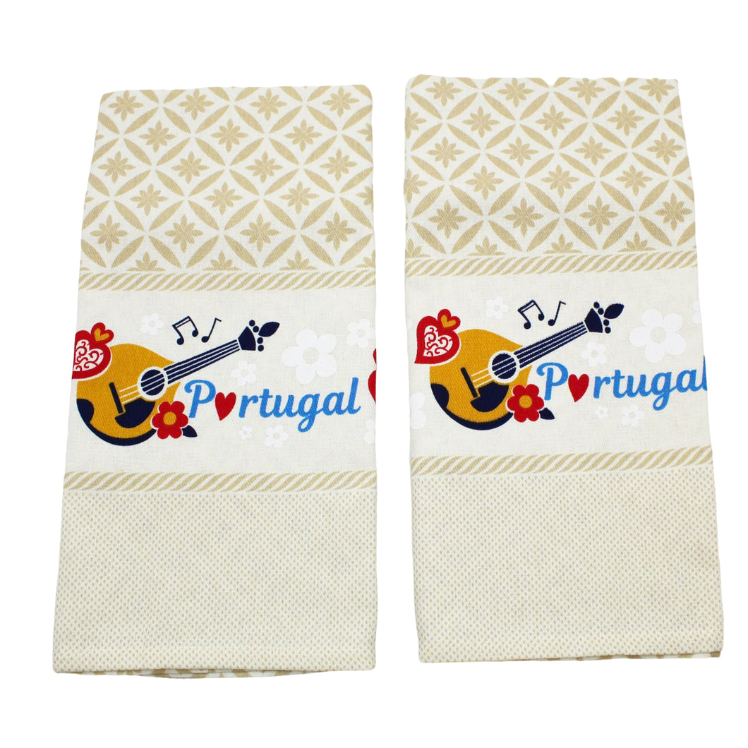 100% Cotton Portugal Fado Guitar Decorative Kitchen Dish Towel - Set of 2