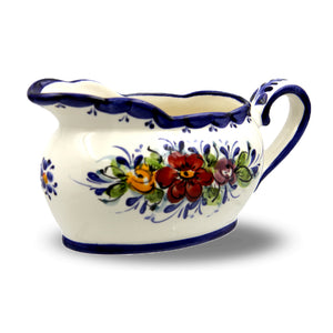 Hand-Painted Decorative Ceramic Floral Gravy Boat