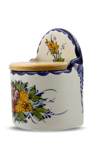 Hand-Painted Portuguese Ceramic Made in Portugal Floral Salt Holder