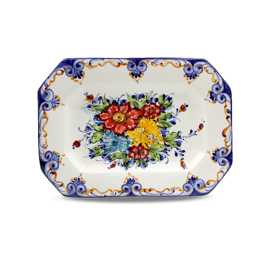 Hand-Painted Decorative Ceramic Floral Platter