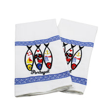 Load image into Gallery viewer, 100% Cotton Embroidered Portuguese Sardine Decorative Kitchen Dish Towel - Set of 2
