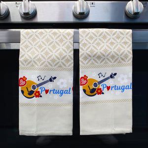 100% Cotton Portugal Fado Guitar Decorative Kitchen Dish Towel - Set of 2