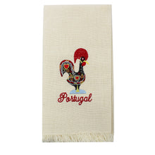 Load image into Gallery viewer, Embroidered Portuguese Decorative Kitchen Rooster Tea Towel with Fringe

