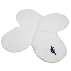 Grape Embroidered Linen Cotton Bread Cover Basket Made in Portugal