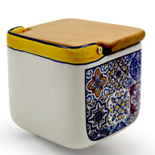 Load image into Gallery viewer, Traditional Portuguese Yellow Tile Azulejo Ceramic Salt Holder
