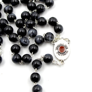 Our Lady of Fatima Black Marble Style Beads Catholic Rosary