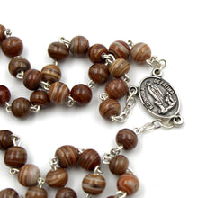 Load image into Gallery viewer, Our Lady of Fatima Handmade Brown Glass Rosary
