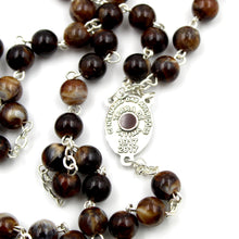 Load image into Gallery viewer, Our Lady of Fatima Handmade Dark Brown Glass Rosary
