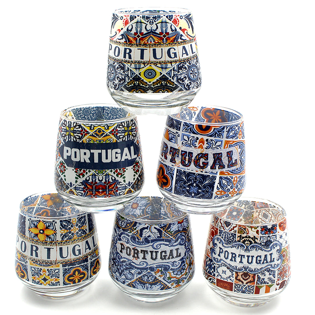 Portugal Tile Azulejo Themed Shot Glasses - Set of 6