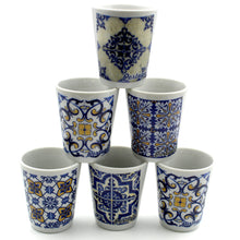 Load image into Gallery viewer, Portugal Tile Azulejo Themed Porcelain Shot Glasses - Set of 6
