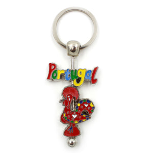 Traditional Portuguese Aluminum Good Luck Rooster Keychain