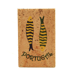 Traditional Portuguese Cork Refrigerator Magnet Sardines