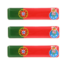 Load image into Gallery viewer, Portuguese Flag With FC Porto Emblem Resin Domed 3D Decal Car Sticker, Set of 3
