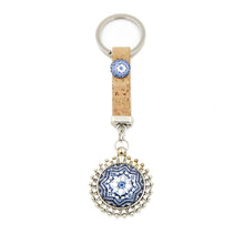 Load image into Gallery viewer, 100% Natural Portuguese Cork Keychain With Assorted Tile Pattern #PC175
