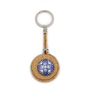 100% Natural Portuguese Cork Keychain With Assorted Tile Pattern #PC176