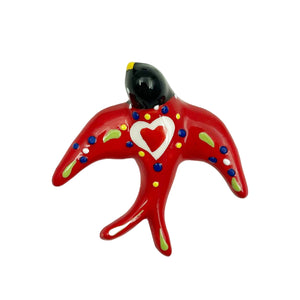 Portuguese Ceramic Hand-painted Red Decorative Swallow Magnet