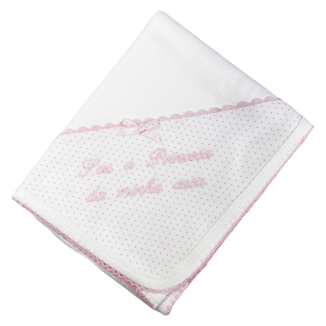 Portuguese Embroidered Pink Baby Burp Cloth 