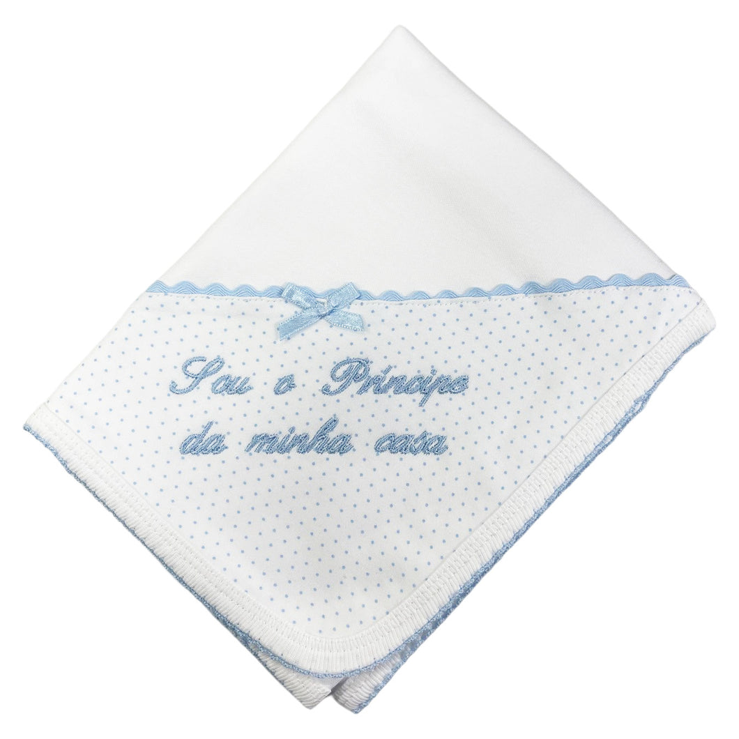 Portuguese Embroidered Blue Baby Burp Cloth 