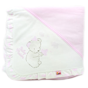 Maiorista Made in Portugal 100% Cotton White and Pink Baby Blanket