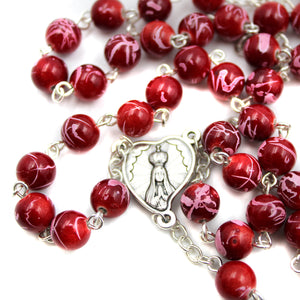 Our Lady of Fatima Ruby Red Glass Beads Catholic Rosary