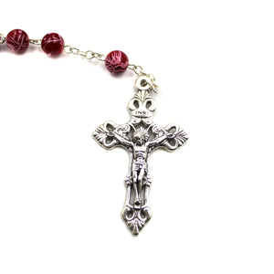 Our Lady of Fatima Ruby Red Glass Beads Catholic Rosary